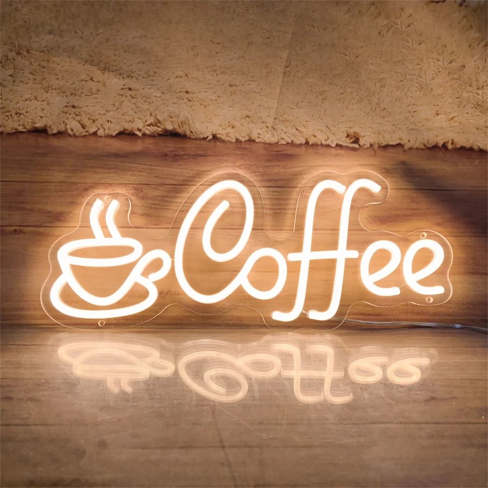 LED Coffee Neon Sign USB Powered Wall Light Single Color Hanging Decor For Cafe Bar Shop Kitchen 0