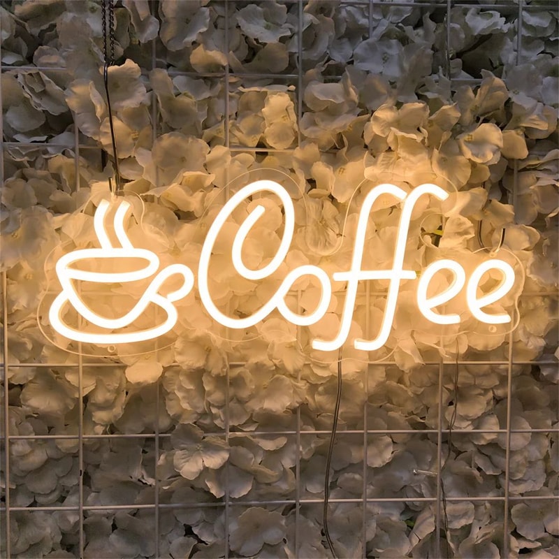 LED Coffee Neon Sign USB Powered Wall Light Single Color Hanging Decor For Cafe Bar Shop Kitchen 1