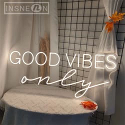 good vibes only led neon sign – usb 5v wall light decor for bedroom, party, birthday & wedding, aesthetic glow