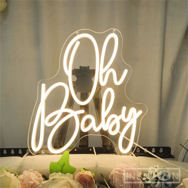 Oh Baby Personalized LED Neon Sign Custom Baby Shower Wall Decor Light For Nursery Kids Bedroom Ph 0