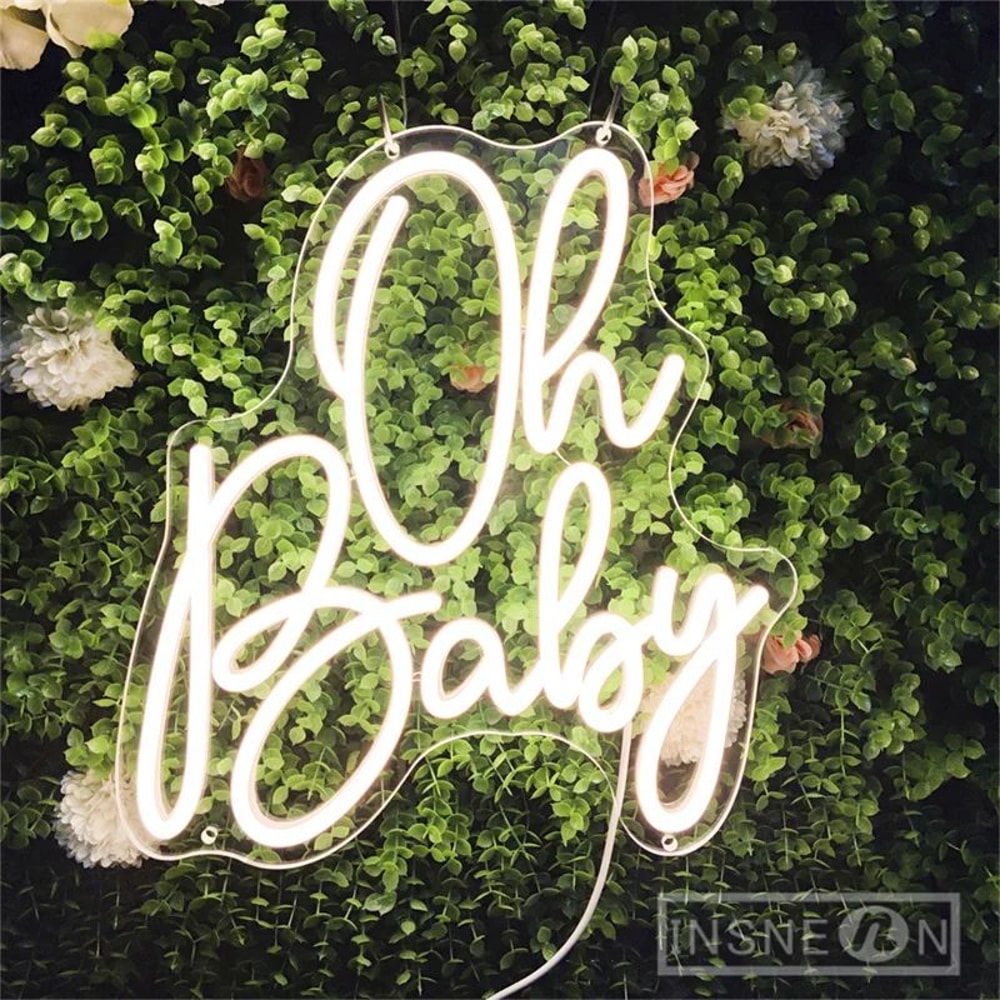 Oh Baby Personalized LED Neon Sign Custom Baby Shower Wall Decor Light For Nursery Kids Bedroom Ph 2