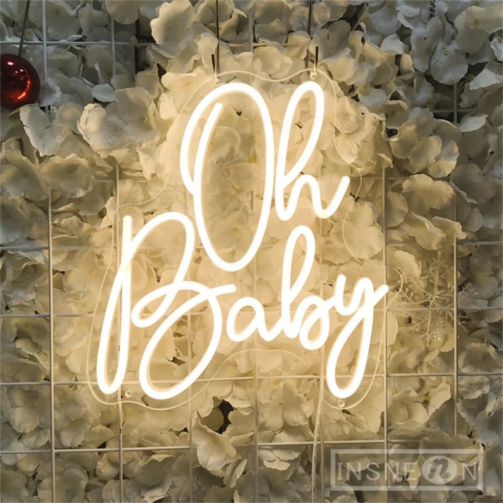 Oh Baby Personalized LED Neon Sign Custom Baby Shower Wall Decor Light For Nursery Kids Bedroom Ph 5