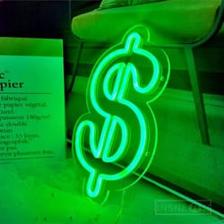 dollar sign led neon light – usb wall decor for bar, pub, club, garage & business, aesthetic room bedroom neon glow