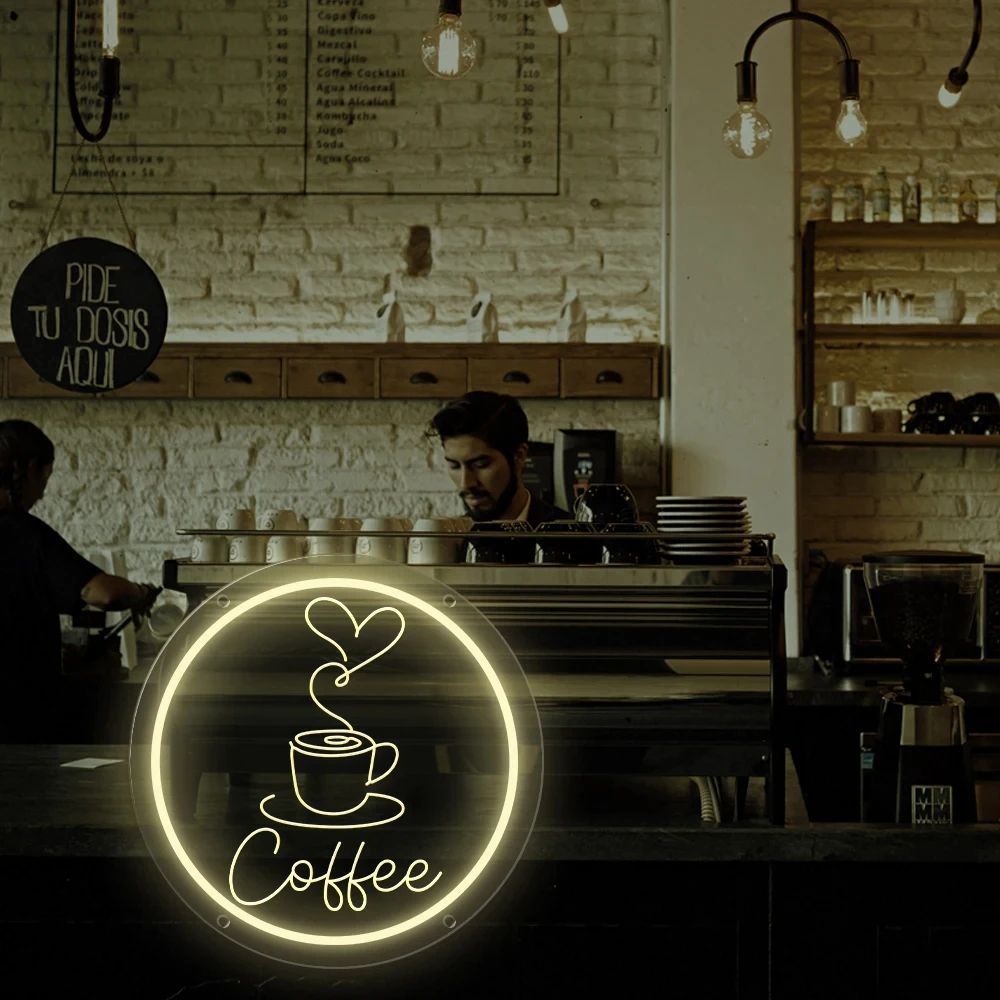Coffee Bar LED Neon Sign Wall Hanging Decor Light For Cafe Restaurant Kitchen Home Coffee Corner 1