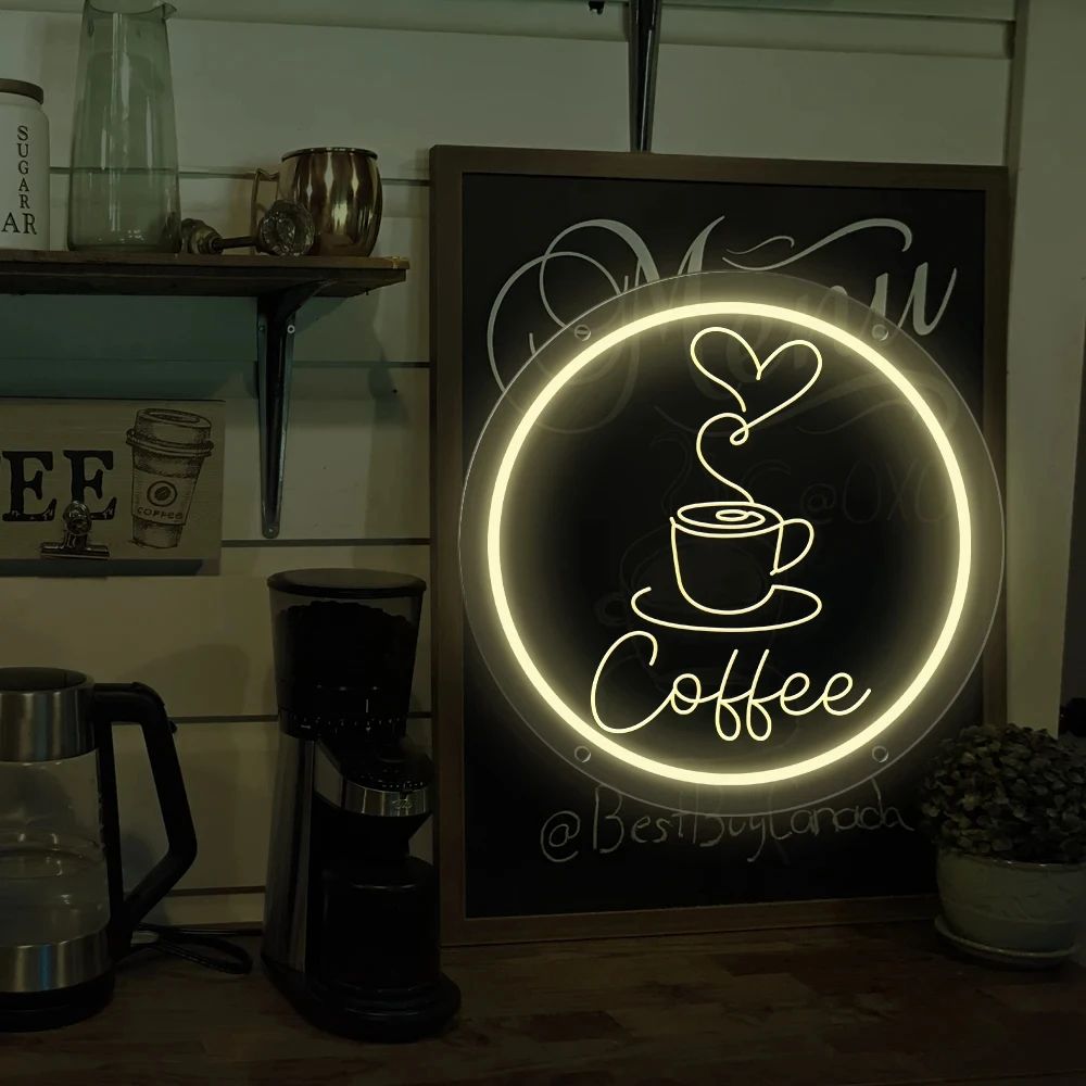 Coffee Bar LED Neon Sign Wall Hanging Decor Light For Cafe Restaurant Kitchen Home Coffee Corner 3