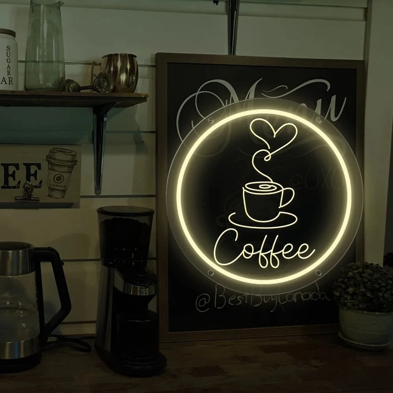 Coffee Bar LED Neon Sign Wall Hanging Decor Light For Cafe Restaurant Kitchen Home Coffee Corner 3