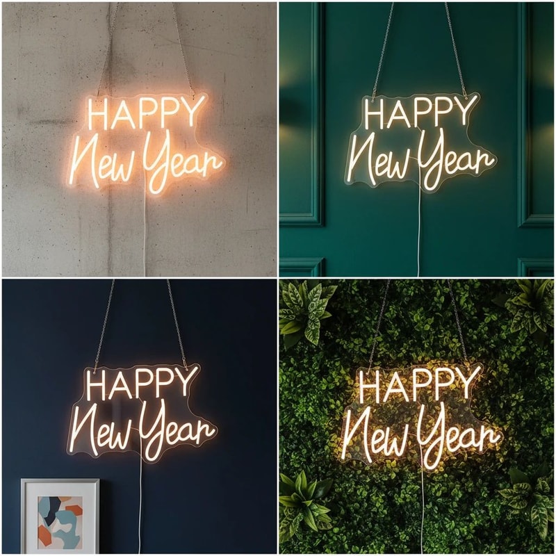 Happy New Year LED Neon Sign Warm White USB Plugin Party Wall Decor For Home Office Christmas NYE 1