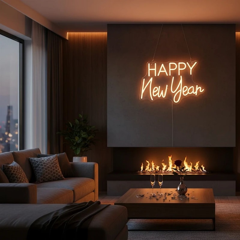 Happy New Year LED Neon Sign Warm White USB Plugin Party Wall Decor For Home Office Christmas NYE 4