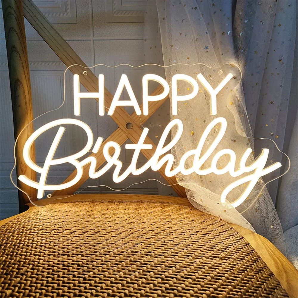 Happy Birthday LED Neon Sign USB Wall Light For Home Bedroom Party Decor Bright Photo Backdrop Glo 3