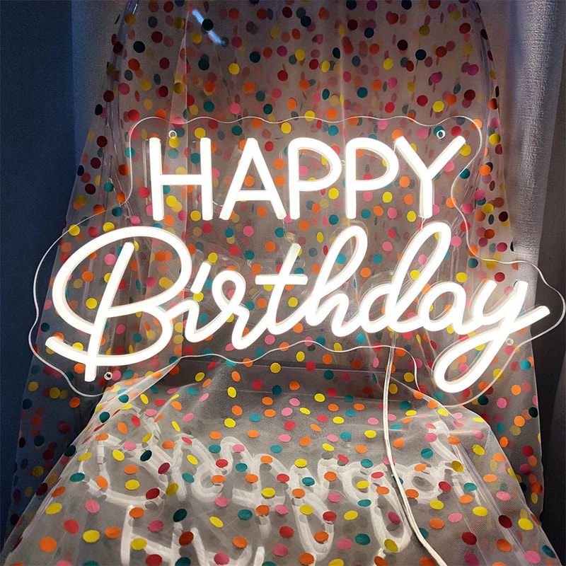 Happy Birthday LED Neon Sign USB Wall Light For Home Bedroom Party Decor Bright Photo Backdrop Glo 4