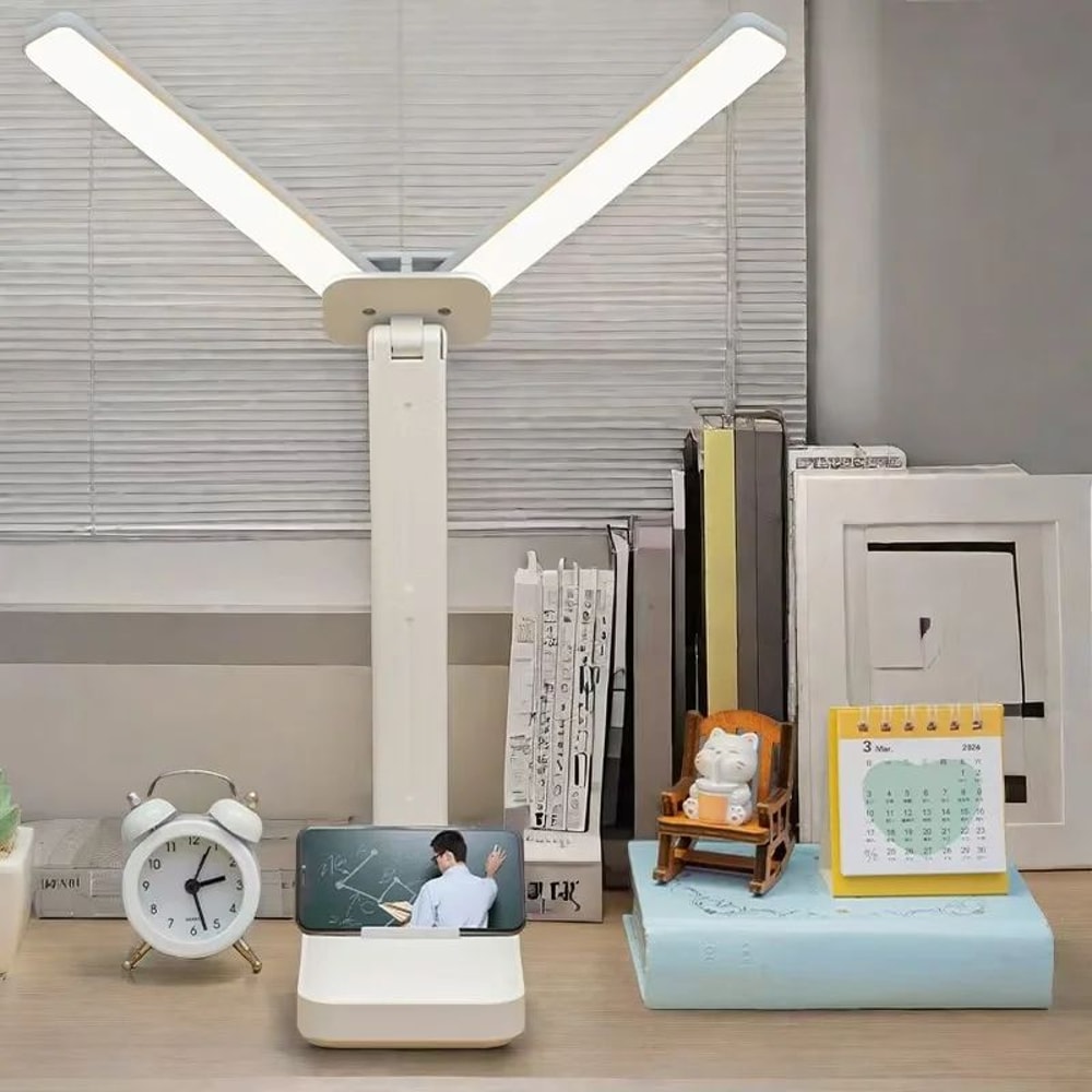 USB Rechargeable LED Desk Lamp Foldable Touch Table Light 3 Level Dimmable EyeCare Lighting For Bed 0