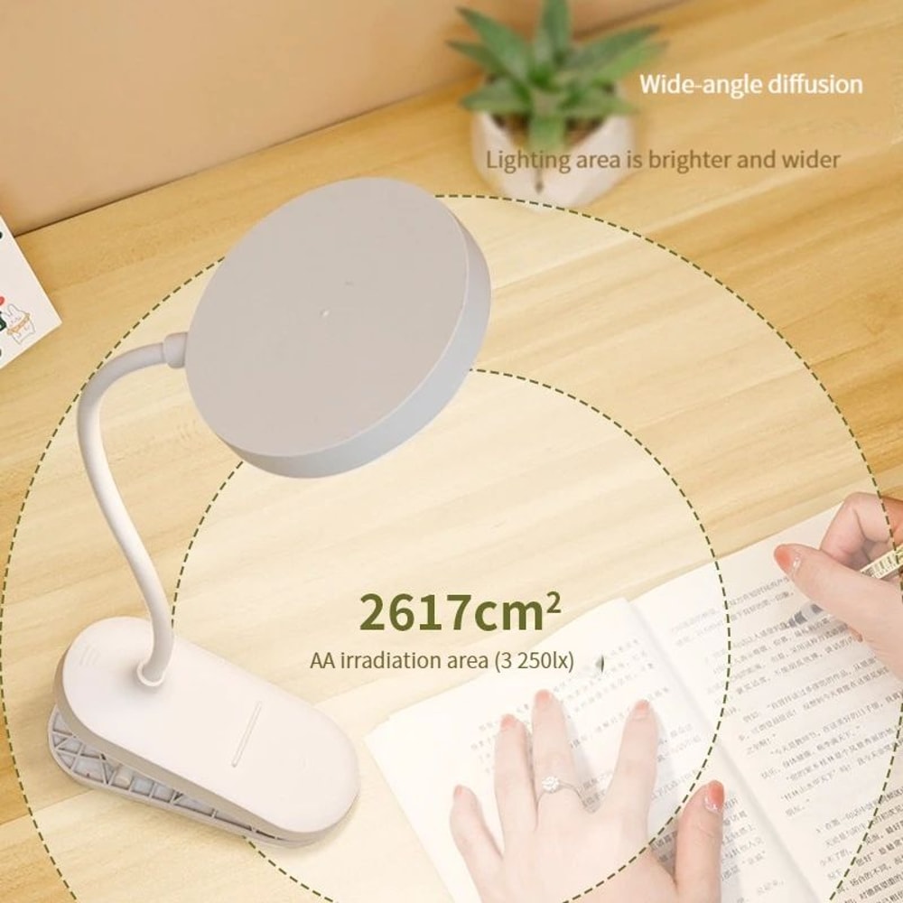 USB Rechargeable ClipOn LED Desk Lamp 3 Color Temperatures Dimmable Reading Light For Study Office 1