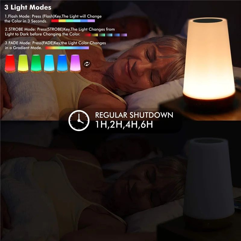 13Color RGB Night Light USB Rechargeable Table Lamp Remote Control Touch Dimmable Bedside Light For 3