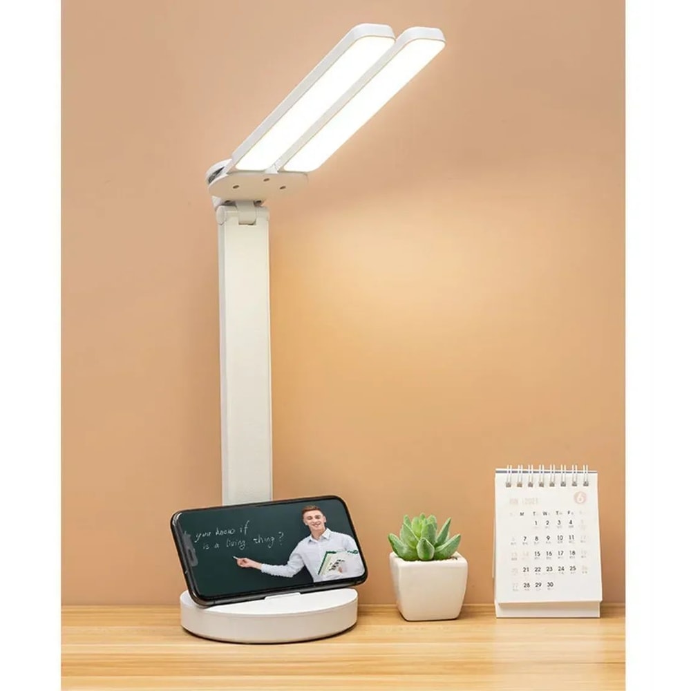 LED Desk Lamp With Clock Calendar Temperature USB Touch Dimmable Foldable Table Light Night Lamp Fo 7