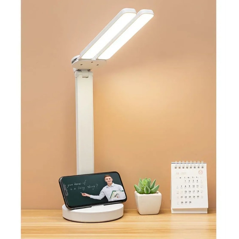 LED Desk Lamp With Clock Calendar Temperature USB Touch Dimmable Foldable Table Light Night Lamp Fo 7