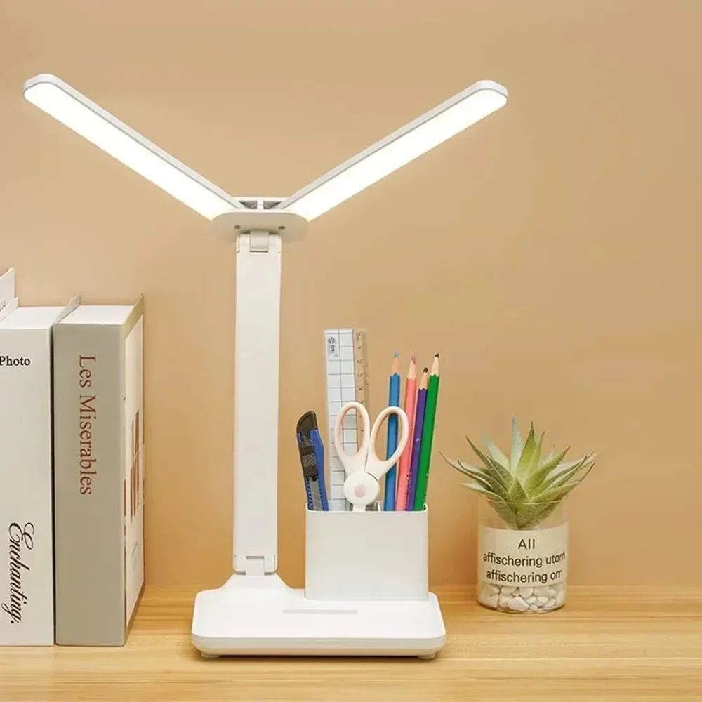 LED Desk Lamp With Clock Calendar Temperature USB Touch Dimmable Foldable Table Light Night Lamp Fo 10