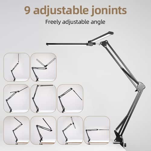 Double Head LED Desk Lamp USB Powered, Stepless Dimmable Monitor Light for Office Study Reading Computer Table Lighting