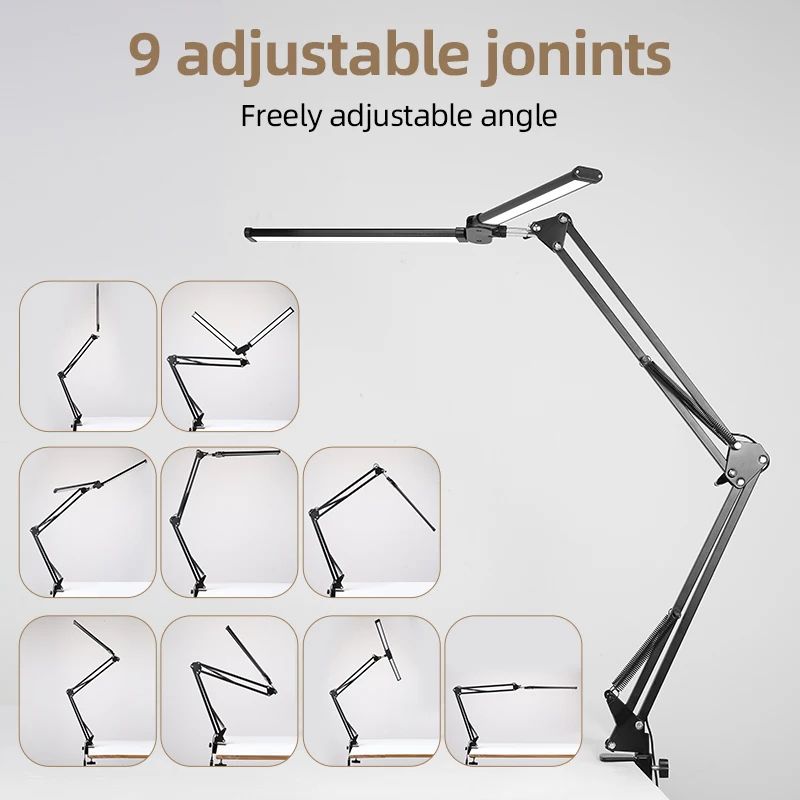 Double Head LED Desk Lamp USB Powered Stepless Dimmable Monitor Light For Office Study Reading Comp 0