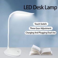 portable usb rechargeable led reading desk lamp, touch dimmable eye-care table light for study room office bedroom