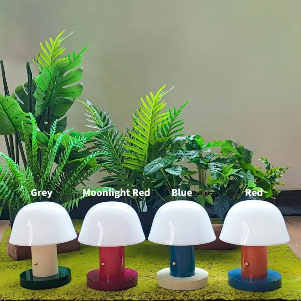 USB Rechargeable Mushroom Table Lamp Warm Touch LED Night Light With Piano Finish For Bedroom Desk 5
