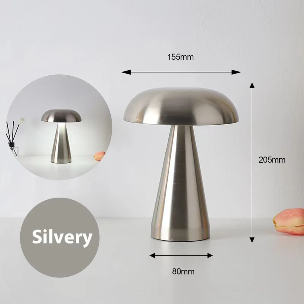 Gold Mushroom Table Lamp USB Rechargeable Portable LED Nightstand Desk Light For Bedroom Home Decor 8