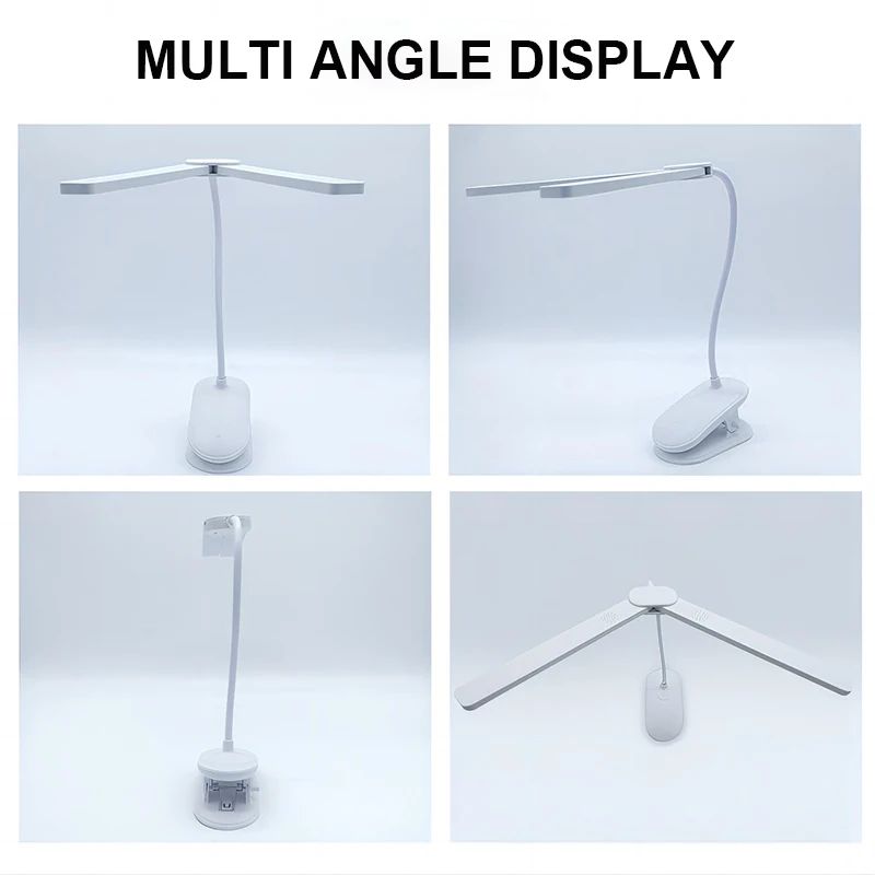 Dual Head USBC Rechargeable LED Desk Lamp Foldable EyeCare Dimmable Reading Light For Bedroom Dorm 5