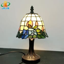 6 inches scandinavian orchid glass table lamp, small bedside night light for bedroom breastfeeding cafe decor gift