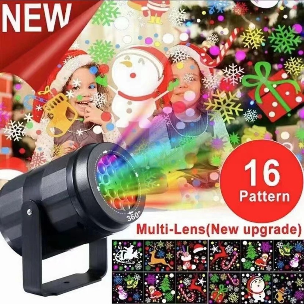 Snowflake Christmas Projector Lights Outdoor USB Powered Rotating LED Pattern Stage Light Waterproo 6