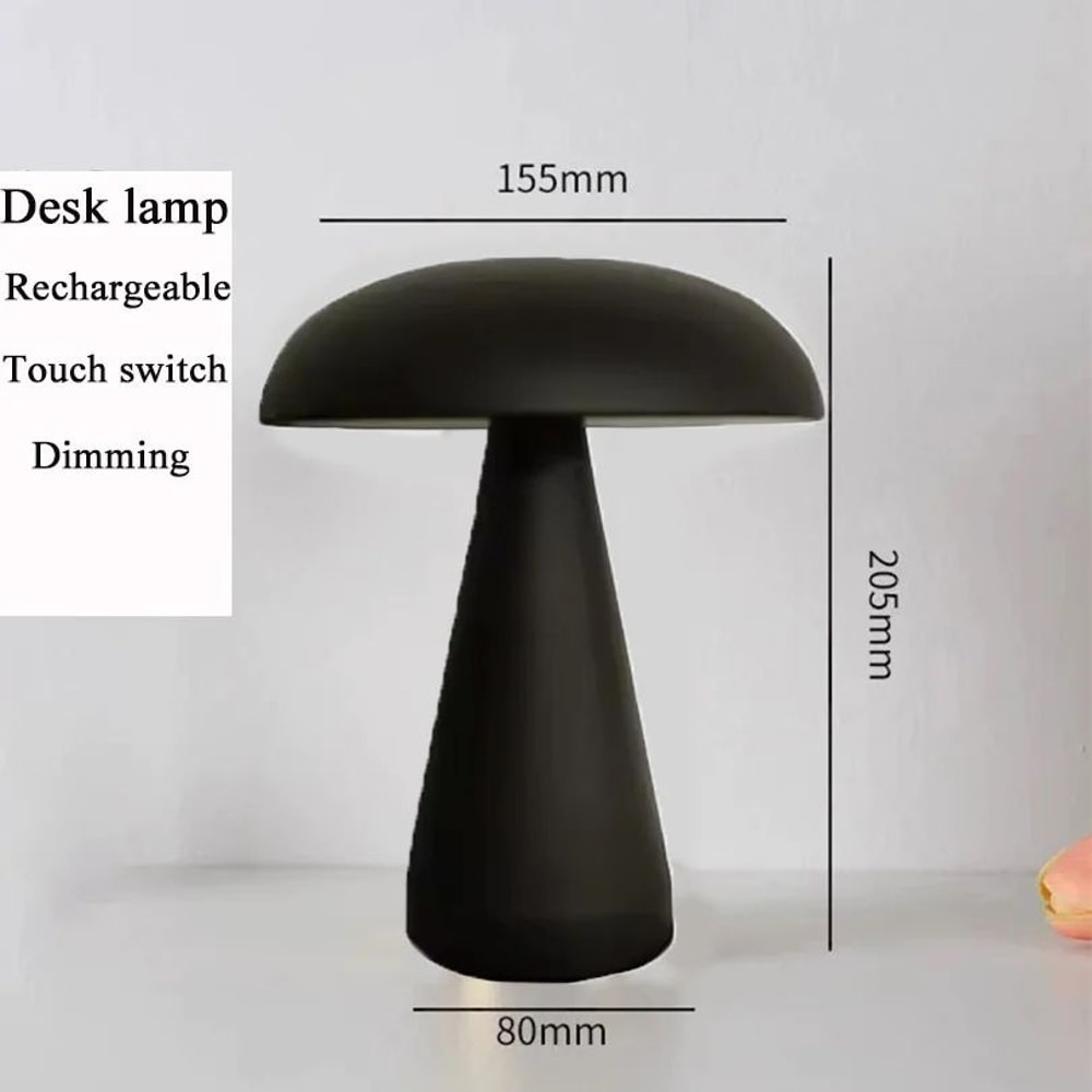 Retro Mushroom LED Table Lamp Touch Sensor Rechargeable Bedside Light Dimmable Reading Lamp For Bed 6