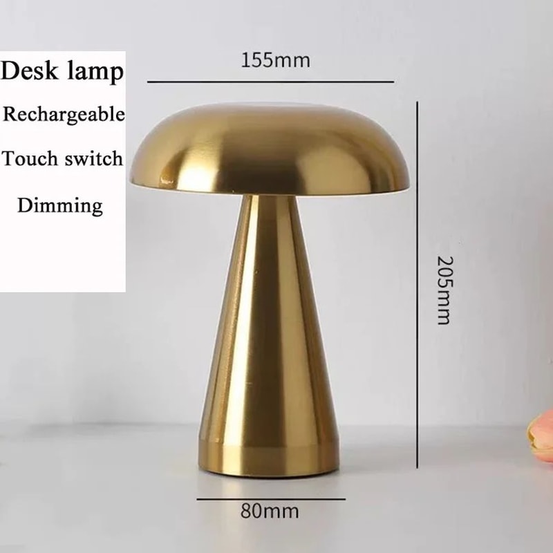 Retro Mushroom LED Table Lamp Touch Sensor Rechargeable Bedside Light Dimmable Reading Lamp For Bed 7