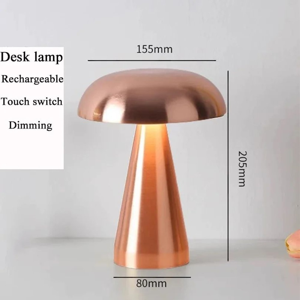 Retro Mushroom LED Table Lamp Touch Sensor Rechargeable Bedside Light Dimmable Reading Lamp For Bed 8