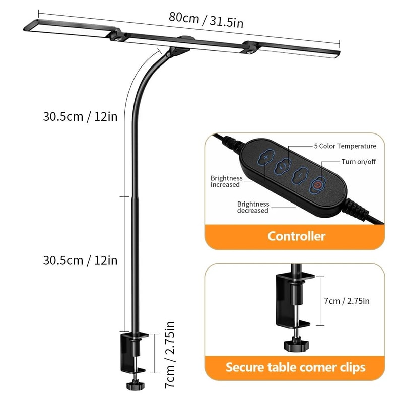 3Head 16W LED Desk Lamp EyeCaring Architect Task Light 5 Color Modes 10Level Dimming Monitor Office 6