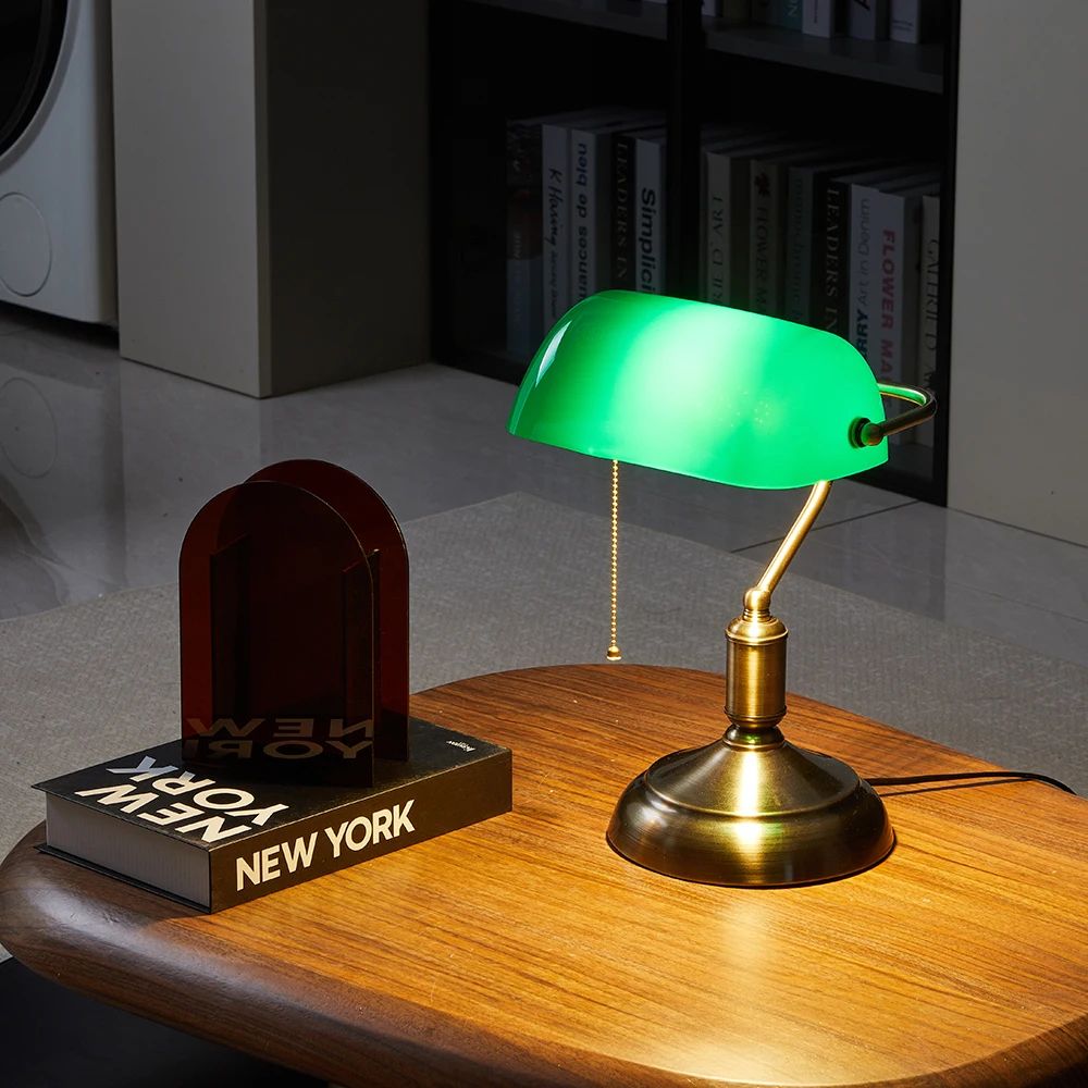 Classic Green Bankers Desk Lamp LED Reading Table Light With Acrylic Shade Vintage Study Lamp For H 1