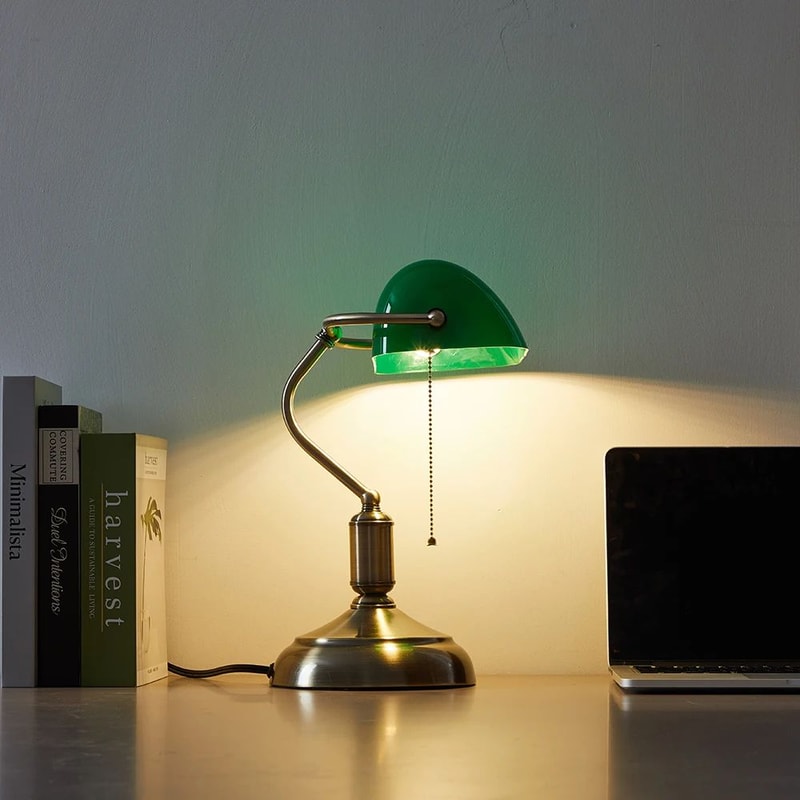 Classic Green Bankers Desk Lamp LED Reading Table Light With Acrylic Shade Vintage Study Lamp For H 3