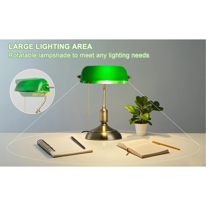 Classic Green Bankers Desk Lamp LED Reading Table Light With Acrylic Shade Vintage Study Lamp For H 9