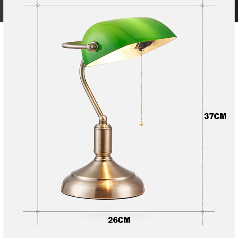Classic Green Bankers Desk Lamp LED Reading Table Light With Acrylic Shade Vintage Study Lamp For H 13