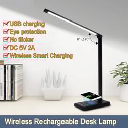 usb rechargeable led desk lamp, touch control foldable portable study light for kids, wireless bedroom office table lamp