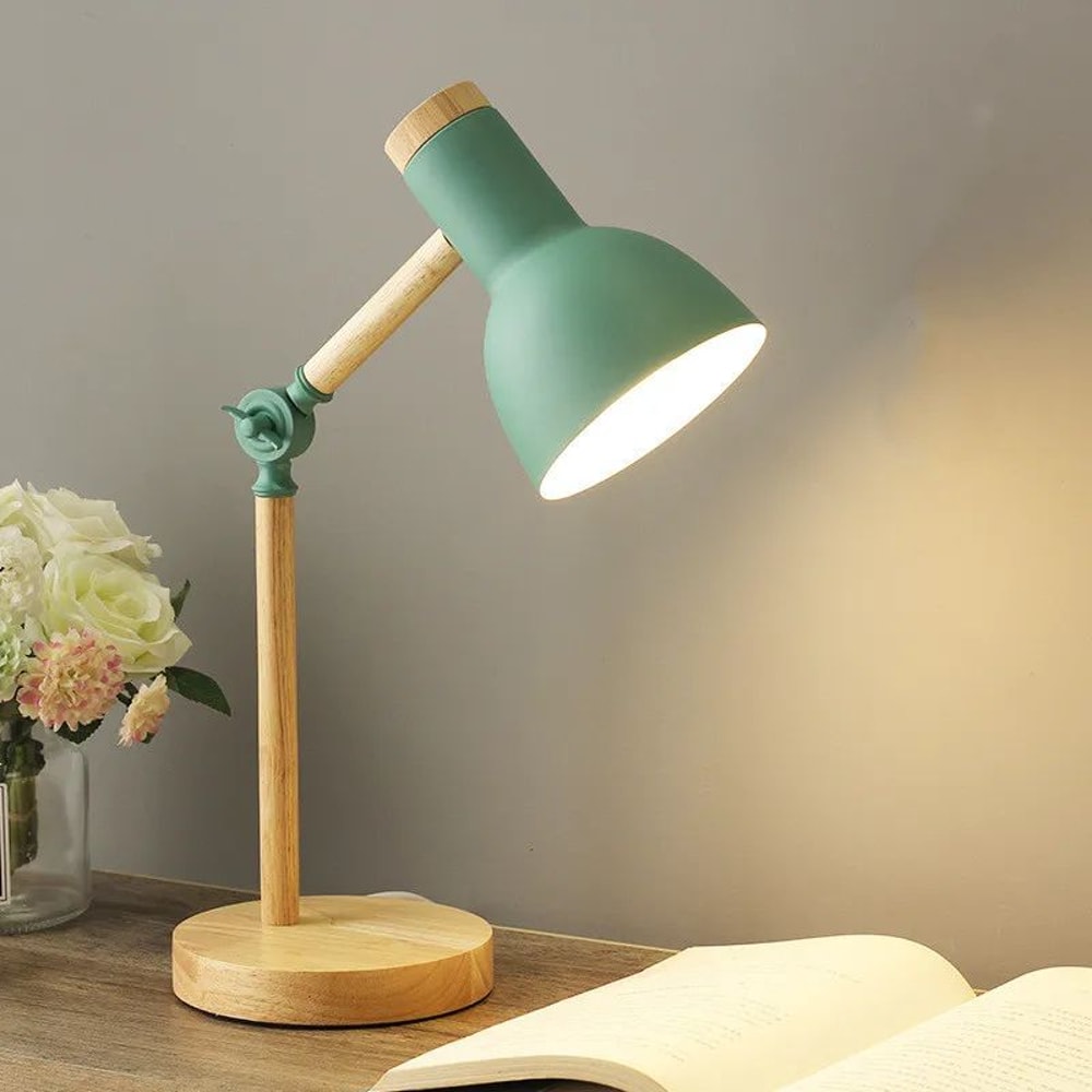 Nordic Wood E27 Desk Lamp Eye Protection Reading Table Light Height Adjustable Modern Bedside Lamp 4