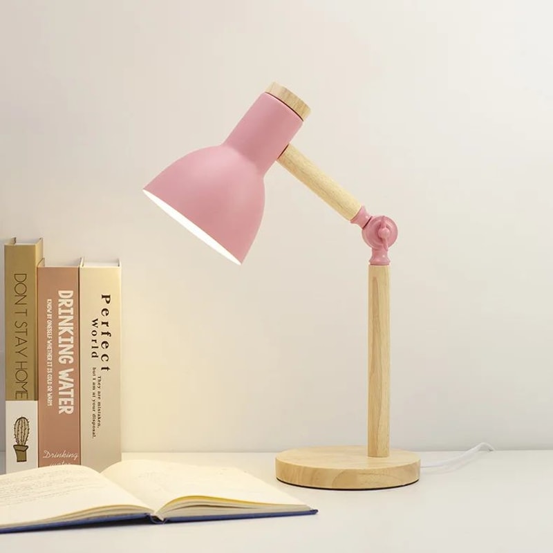 Nordic Wood E27 Desk Lamp Eye Protection Reading Table Light Height Adjustable Modern Bedside Lamp 8