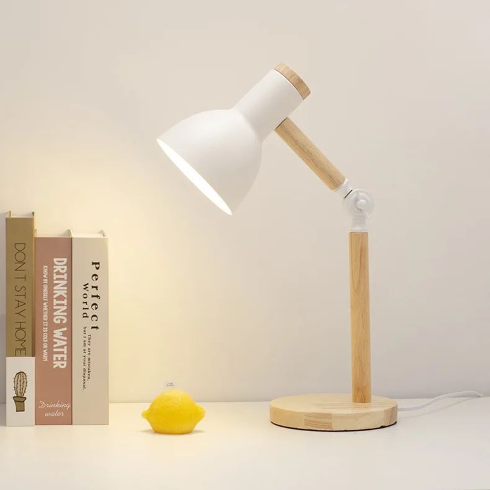 Nordic Wood E27 Desk Lamp Eye Protection Reading Table Light Height Adjustable Modern Bedside Lamp 9
