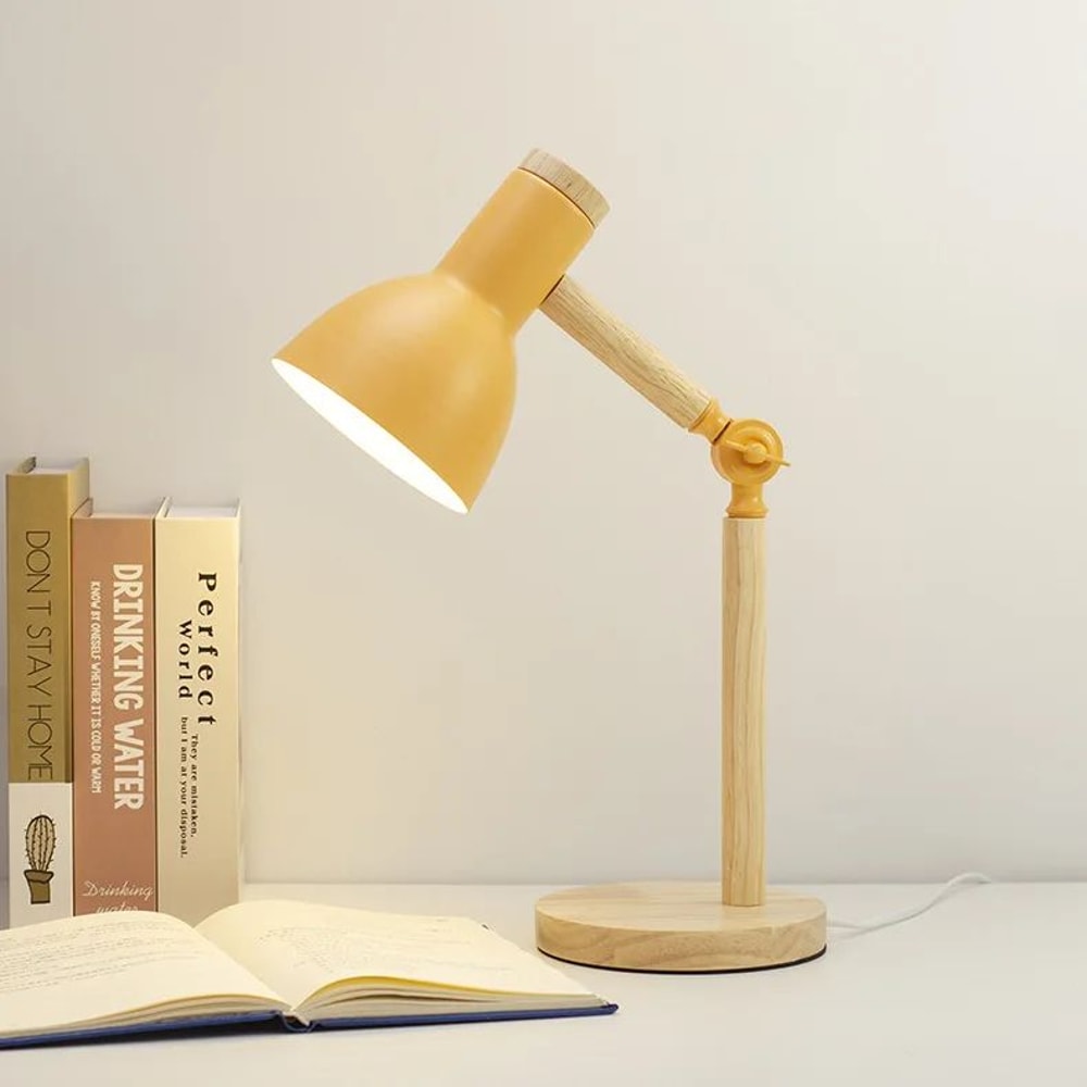 Nordic Wood E27 Desk Lamp Eye Protection Reading Table Light Height Adjustable Modern Bedside Lamp 10