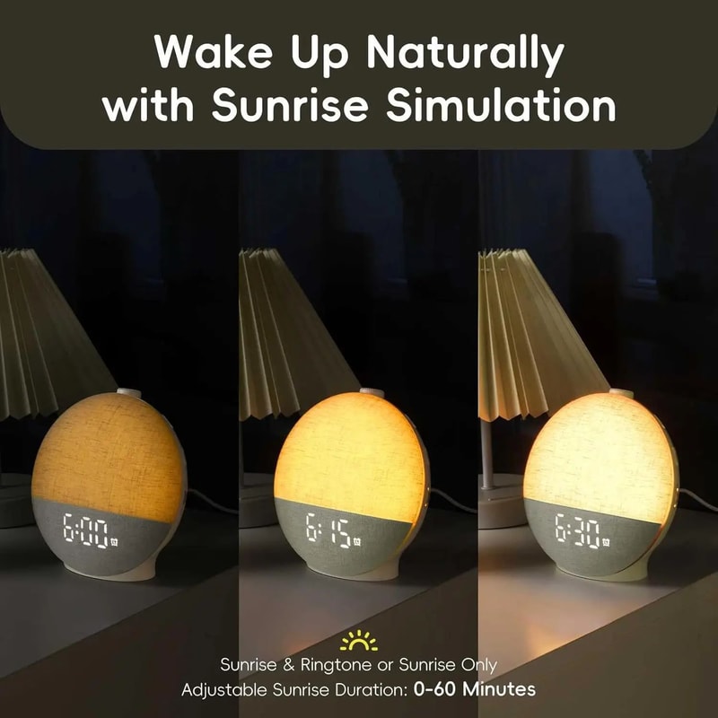 Sunrise Alarm Clock Wake Up Light White Noise Sound Machine 30 Sleep Sounds Bluetooth Speaker Night 3