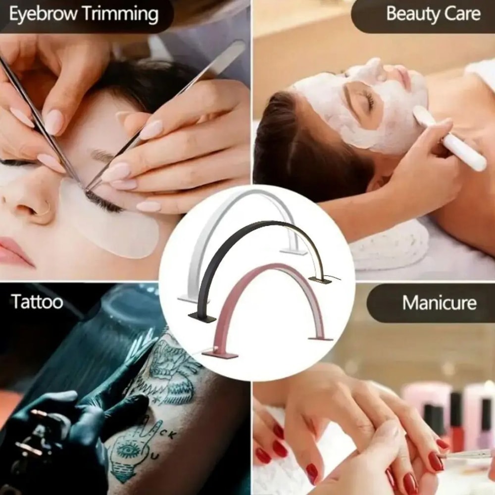 Crescent Nail Desk Lamp Adjustable Brightness Color Temp LED Lash Extension Light For Salon Skinca 11