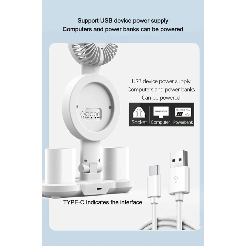 LED Desk Lamp With Fan Clock Display Adjustable Brightness Reading Light For Study Night Light For 7