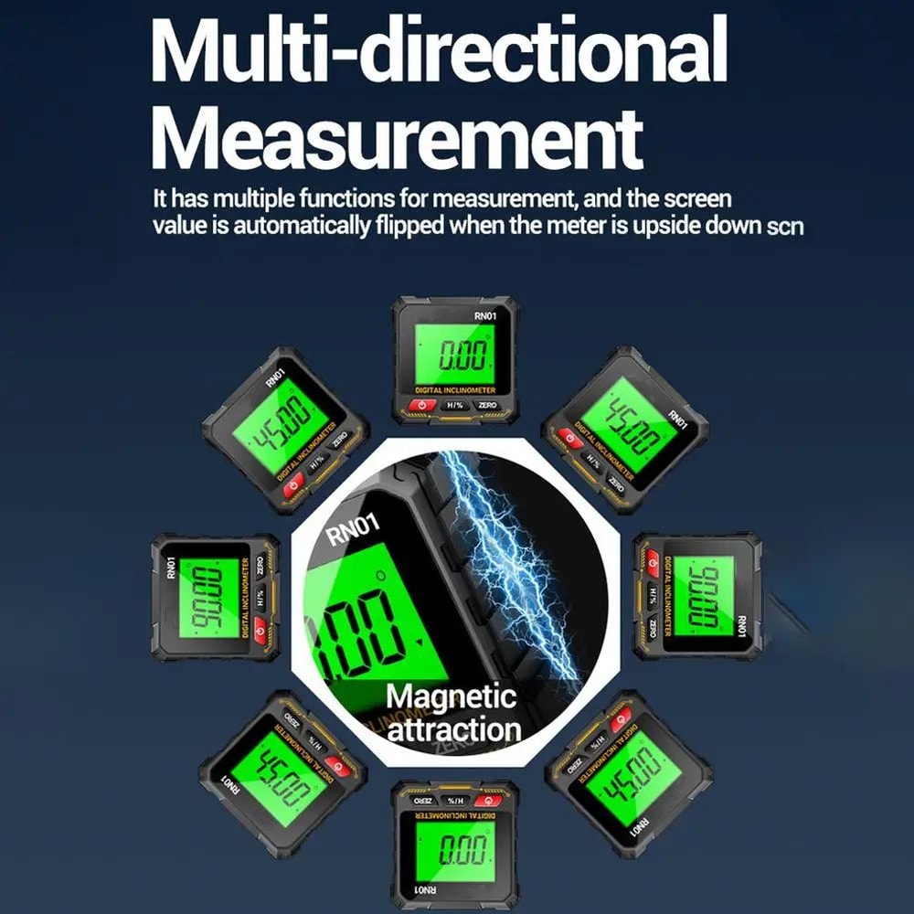 High Precision Digital Inclinometer Angle Finder With Magnetic Base 4Sided Display Slope Level Gaug 3