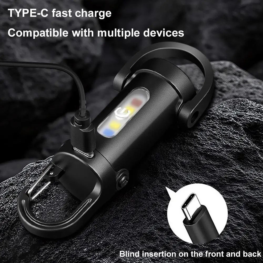 Multifunction Mini Camping Flashlight Keychain Emergency Light USB Rechargeable Outdoor Work Lamp 0