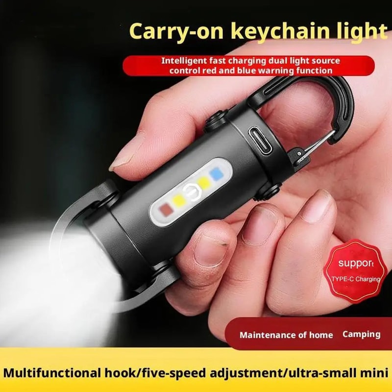 Multifunction Mini Camping Flashlight Keychain Emergency Light USB Rechargeable Outdoor Work Lamp 1