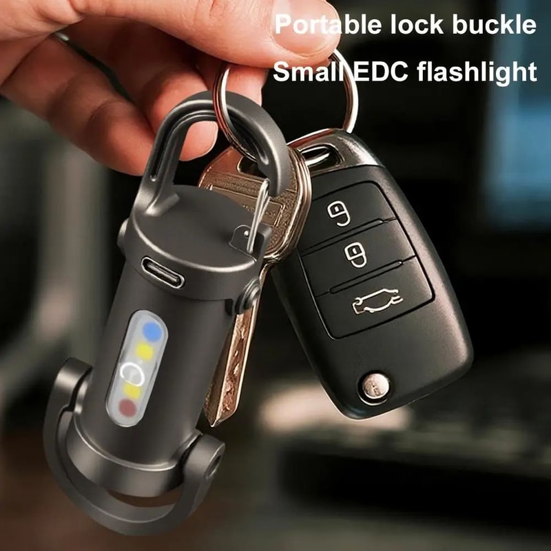 Multifunction Mini Camping Flashlight Keychain Emergency Light USB Rechargeable Outdoor Work Lamp 2