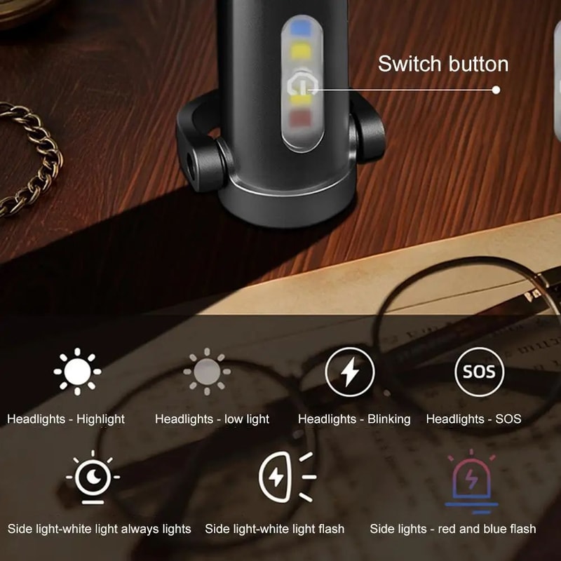 Multifunction Mini Camping Flashlight Keychain Emergency Light USB Rechargeable Outdoor Work Lamp 3