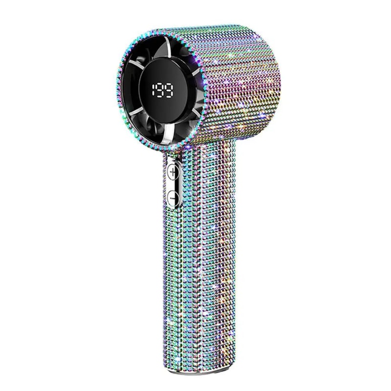 DiamondStudded Portable Mini Handheld Fan W Digital Display Silent HighSpeed Motor Rechargeable Su 6